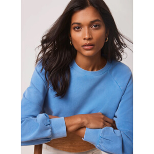 Mint Velvet Blue Cotton Washed Sweatshirt